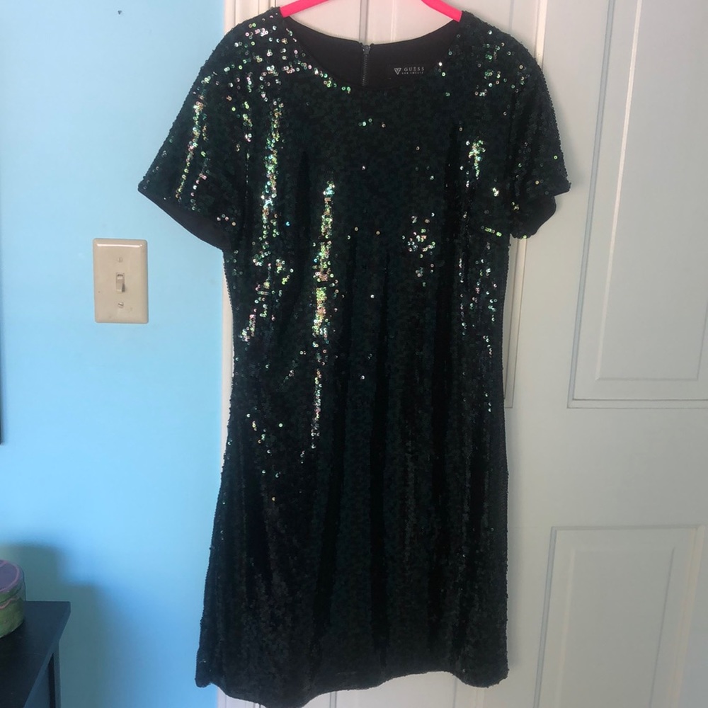 Black and Green Sequin Dress